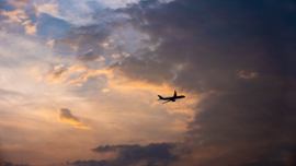 A plane flying in the sky.