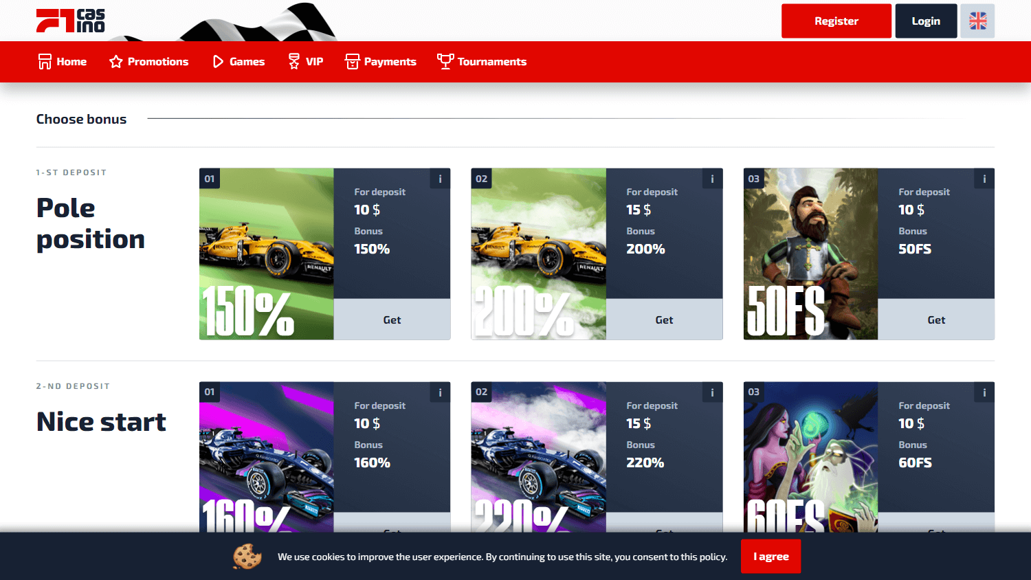 f1 casino no deposit