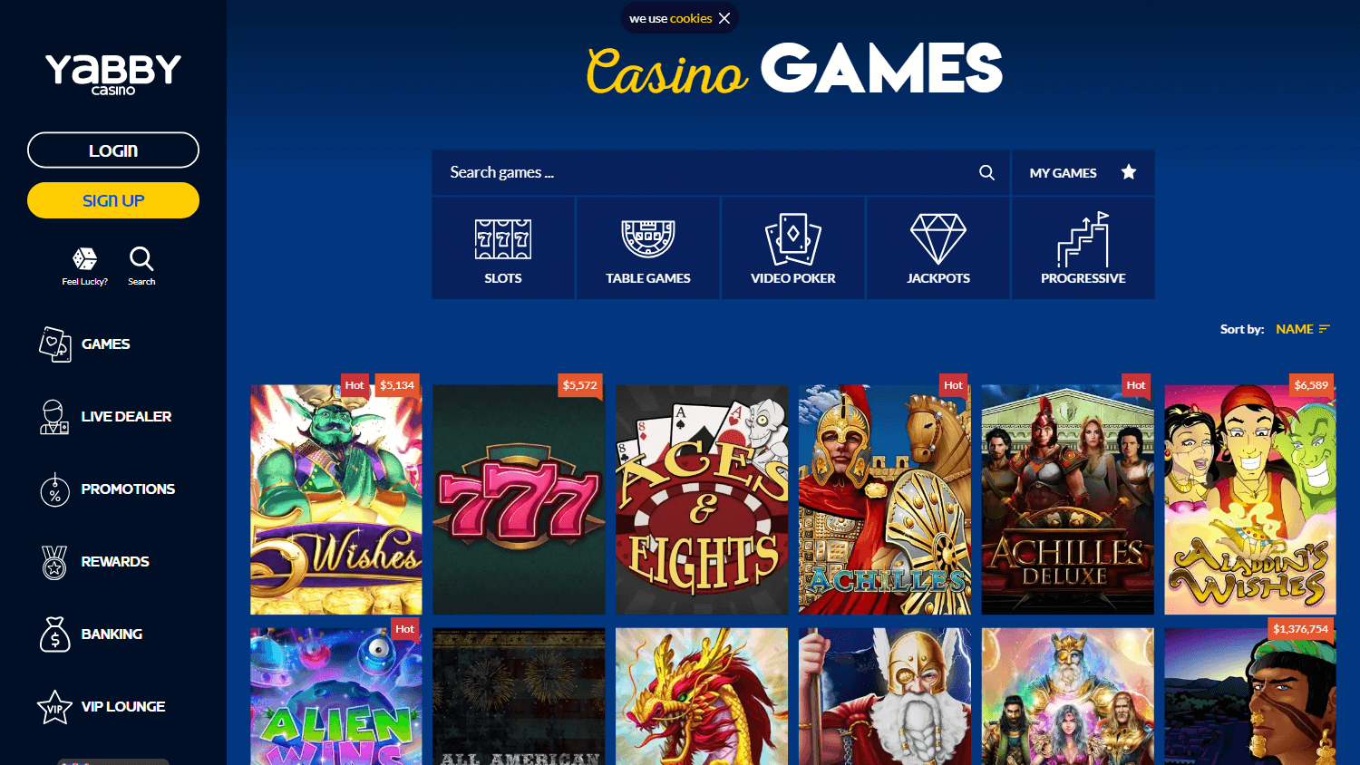 Yabby Casino Game Selection