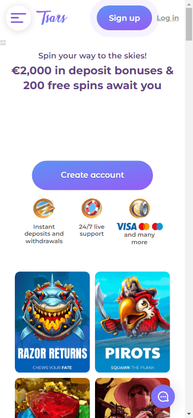 tsars_casino_homepage_mobile
