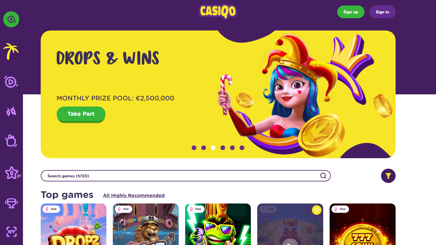 casiqo_casino_homepage_desktop
