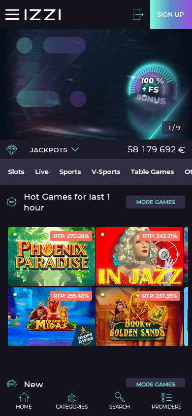 izzi_casino_homepage_mobile