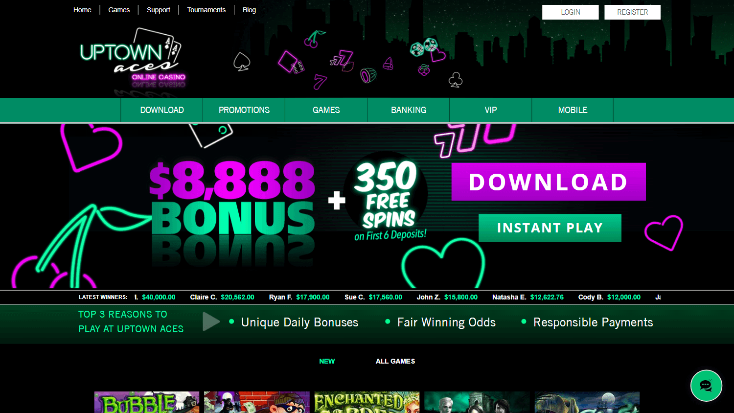 uptown_aces_casino_homepage_desktop