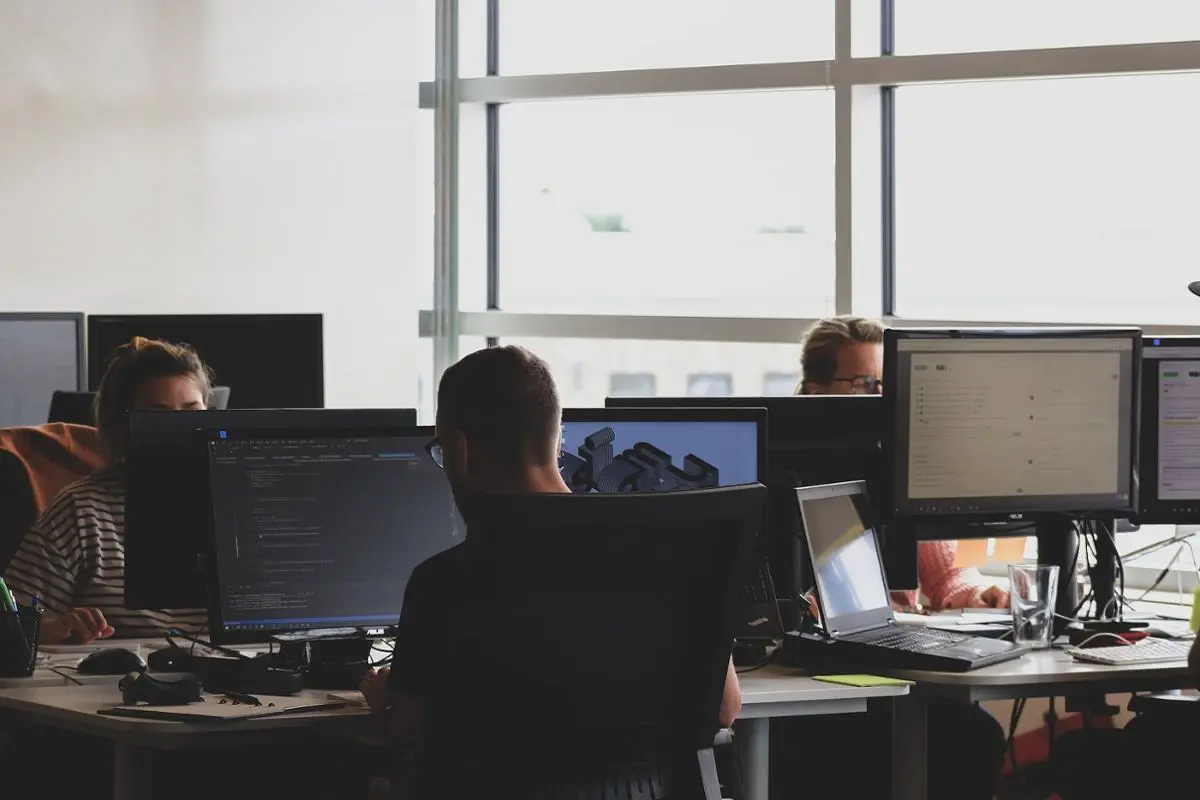 Cybersecurity and people working in IT.