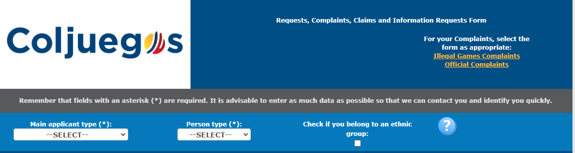 coljuegos complaint form