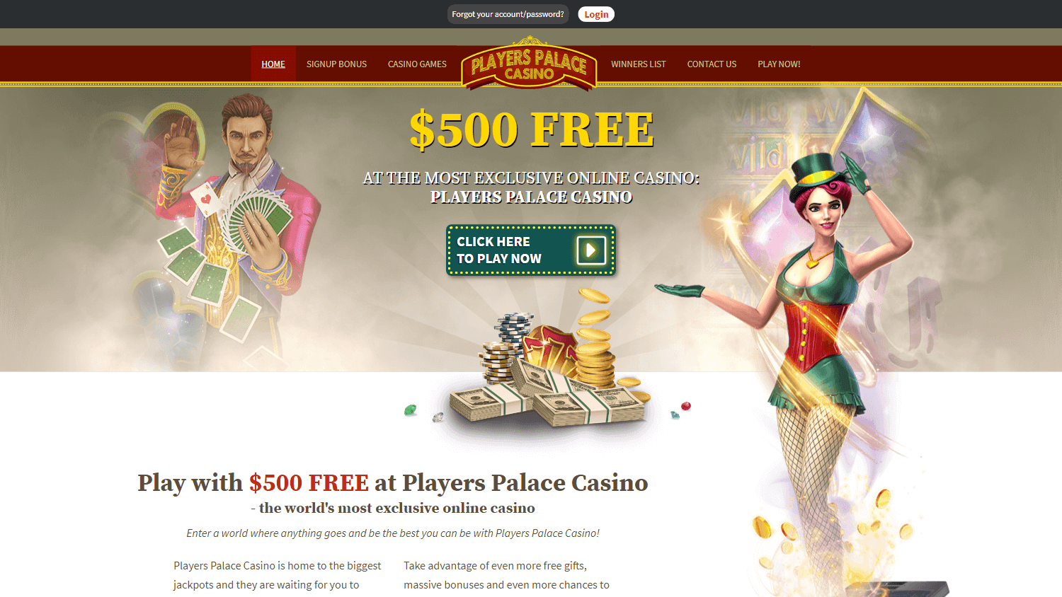 Discover the Players Palace Homepage