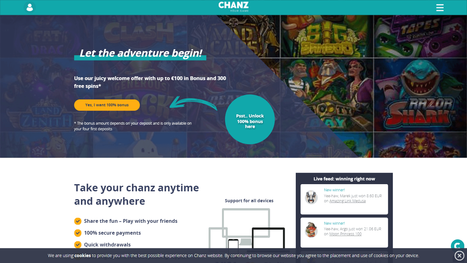 chanz_casino_homepage_desktop