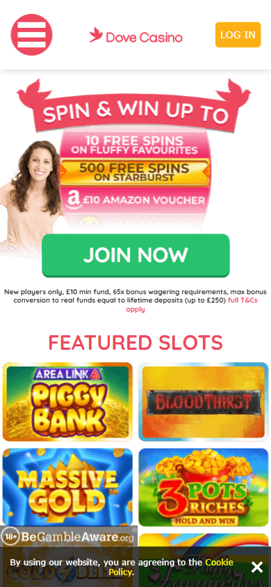 dove_casino_homepage_mobile