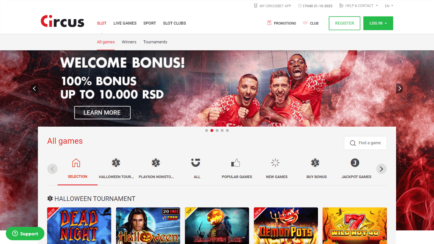 Maxbet Casino Spielgalerie auf Desktop
