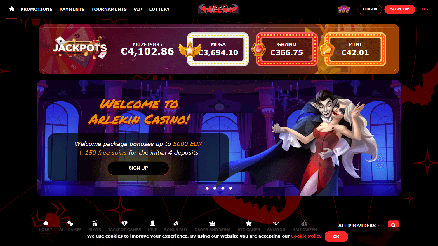 arlekin_casino_homepage_desktop