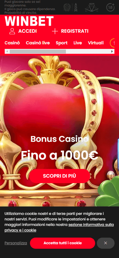 Winbet casino mobiele homepage