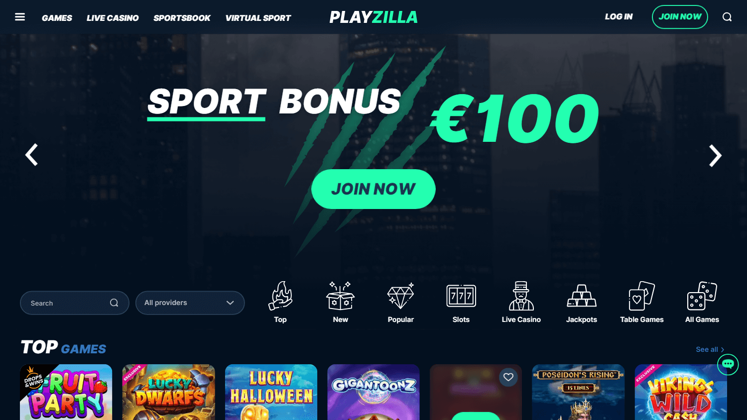playzilla_casino_homepage_desktop