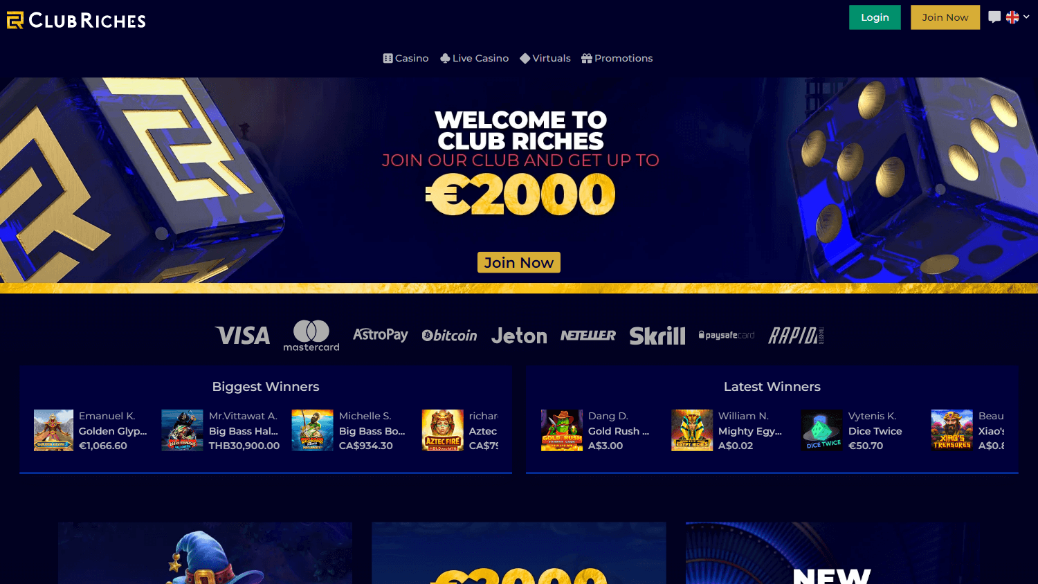 clubriches_casino_homepage_desktop