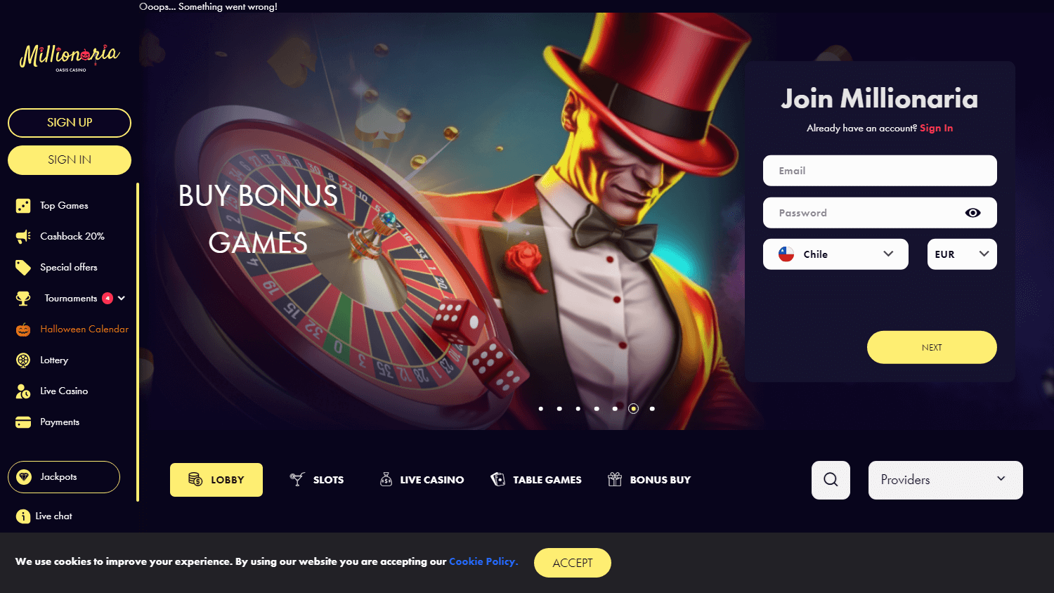 millionaria_casino_homepage_desktop