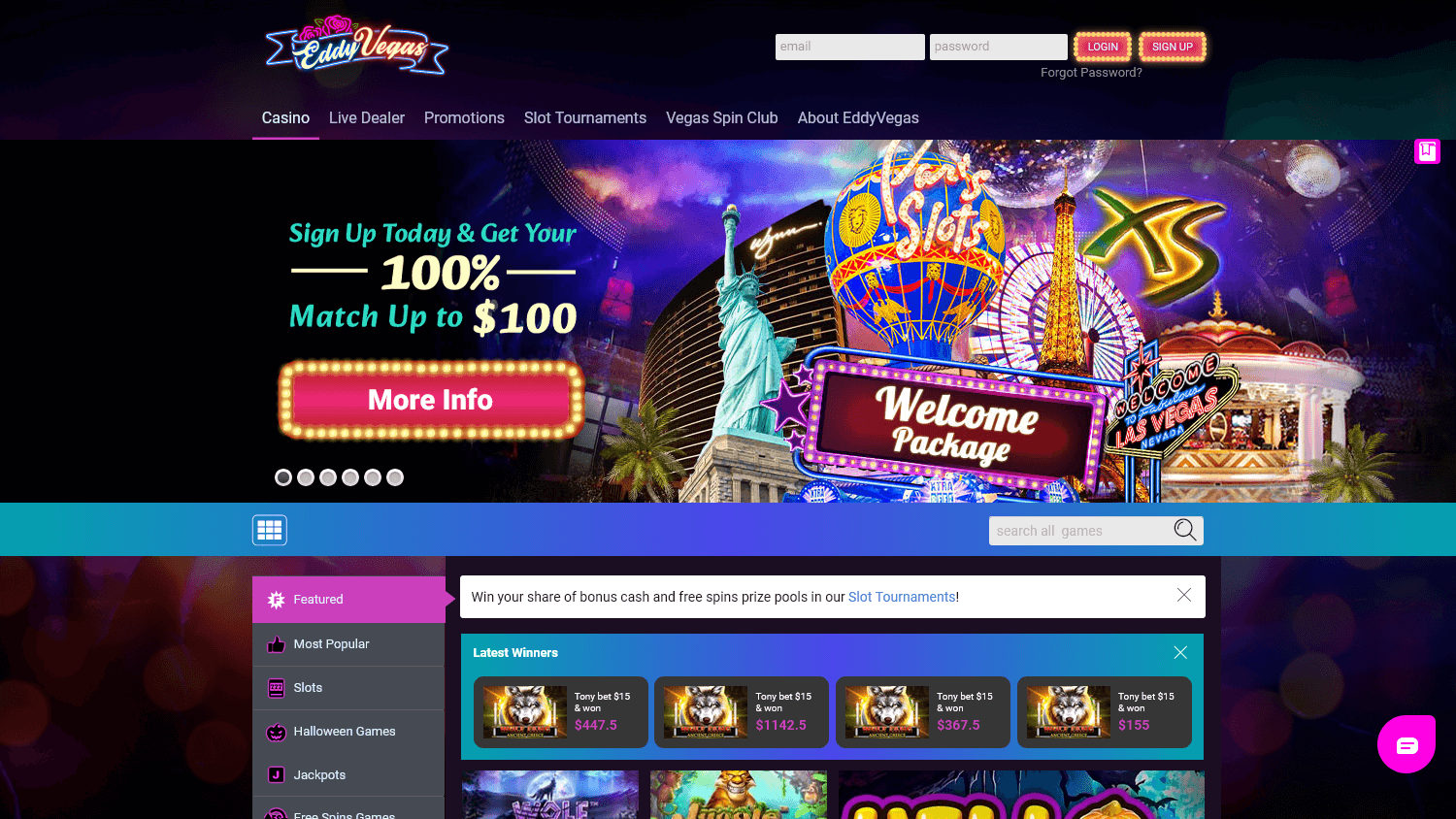 eddyvegas_casino_homepage_desktop