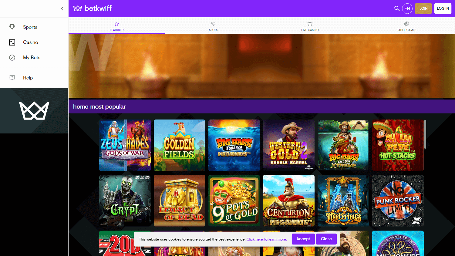 betkwiff_casino_homepage_desktop