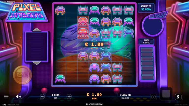 Pixel Invaders slot win