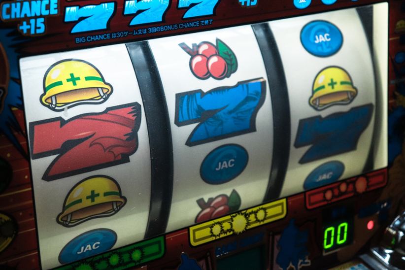The display of a slot machine.