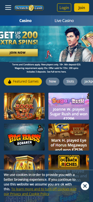 scratch2cash_casino_homepage_mobile