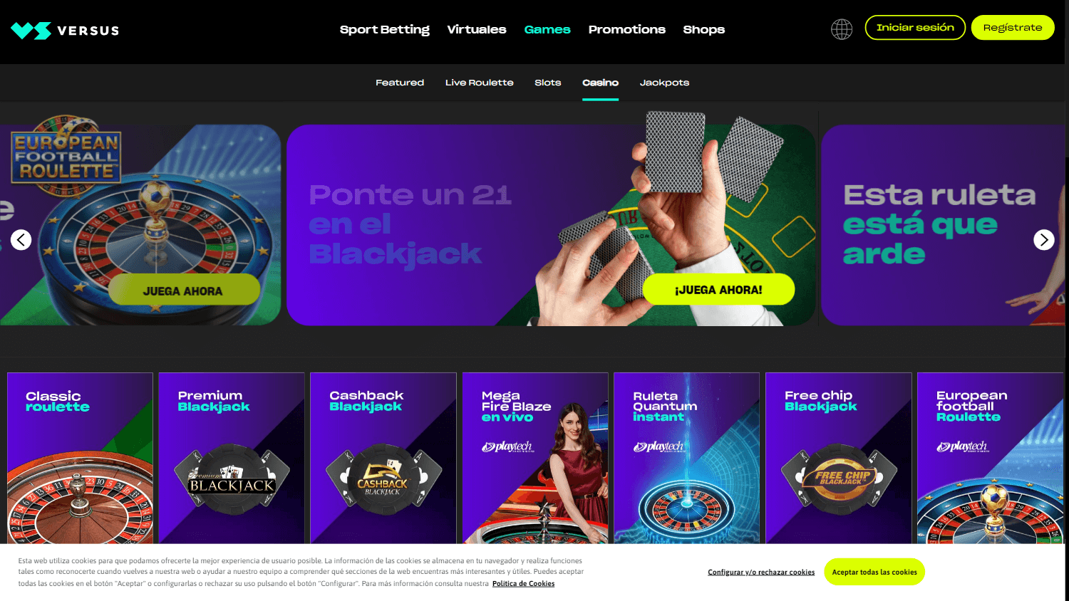 Versus Casino Homepage