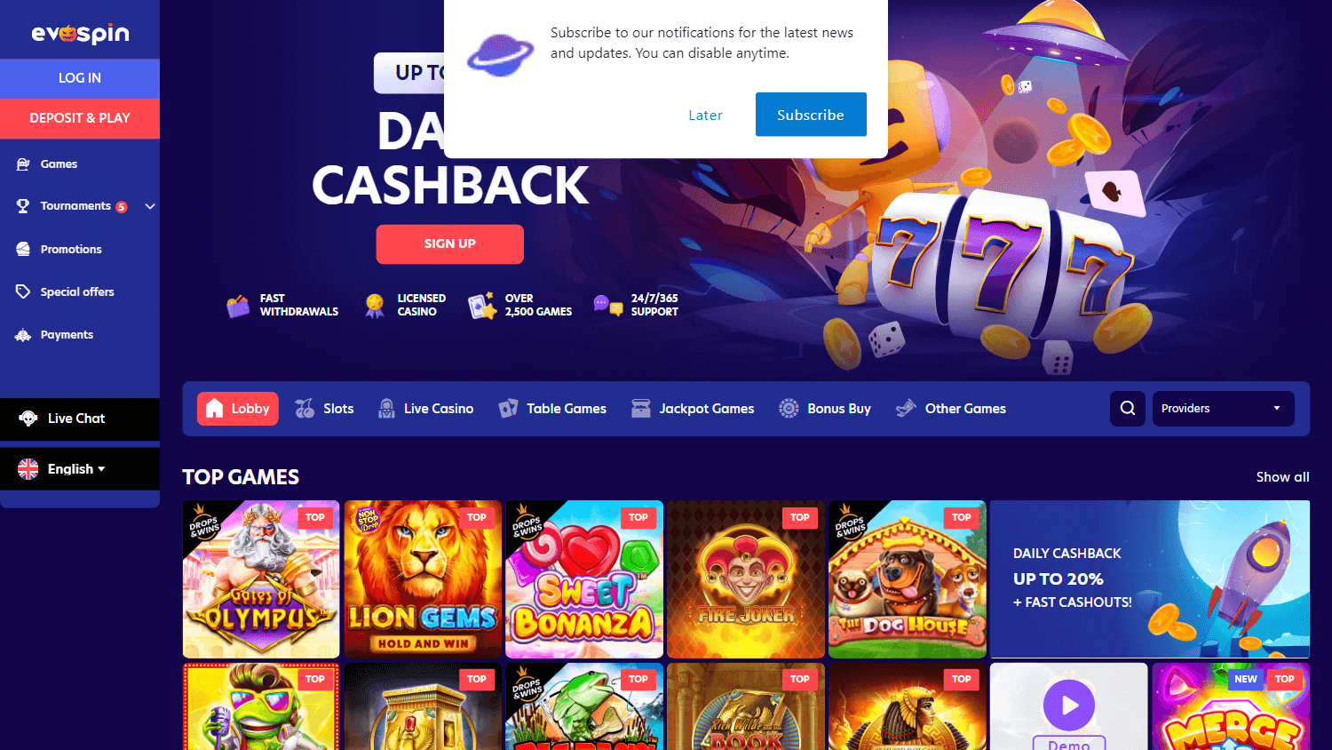 evospin_casino_homepage_desktop