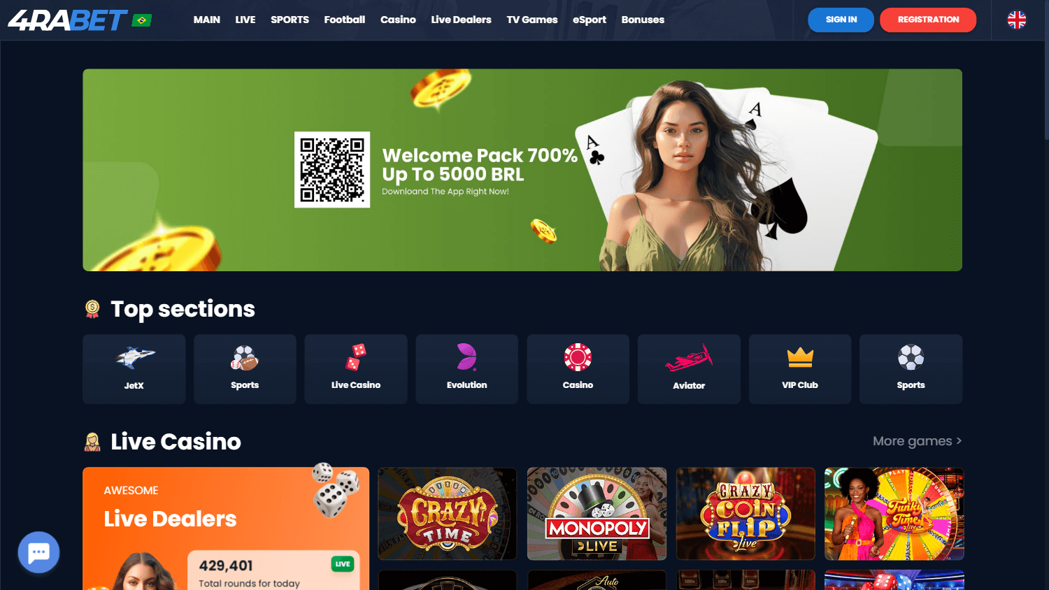 4rabet_casino_homepage_desktop