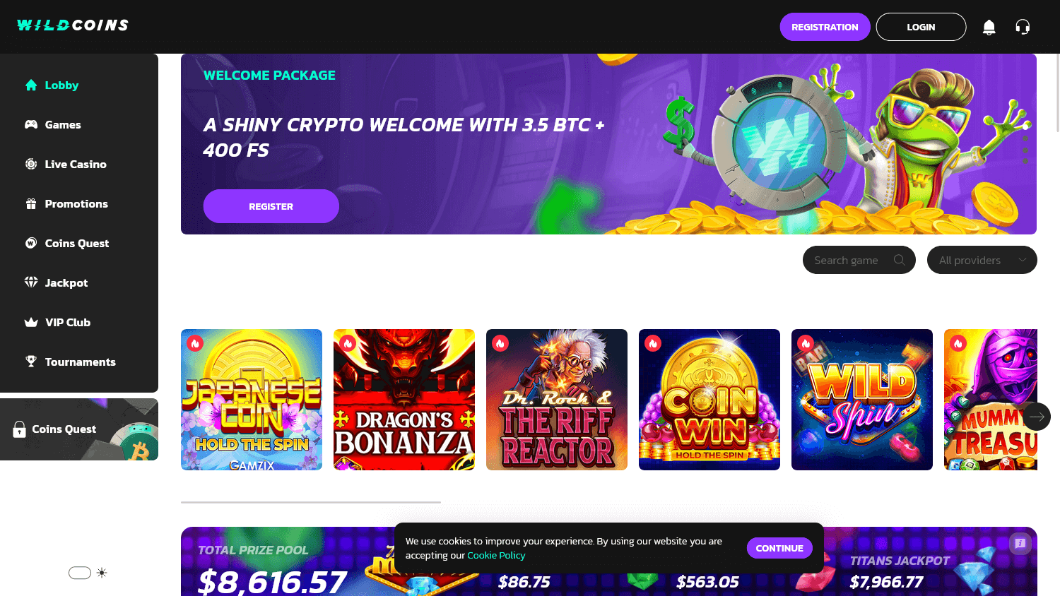 wildcoins_casino_homepage_desktop