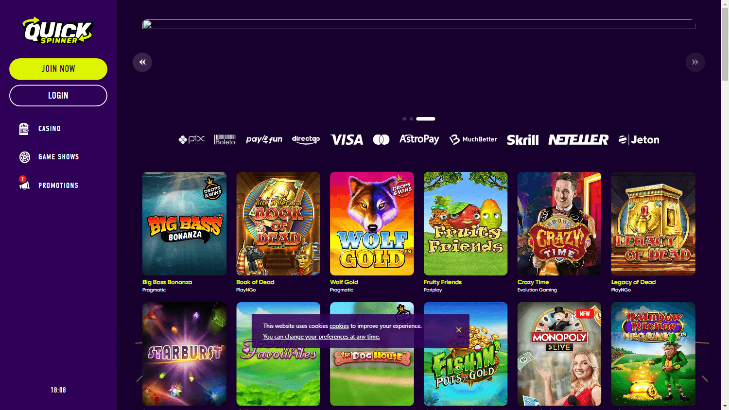 quickspinner_casino_homepage_desktop