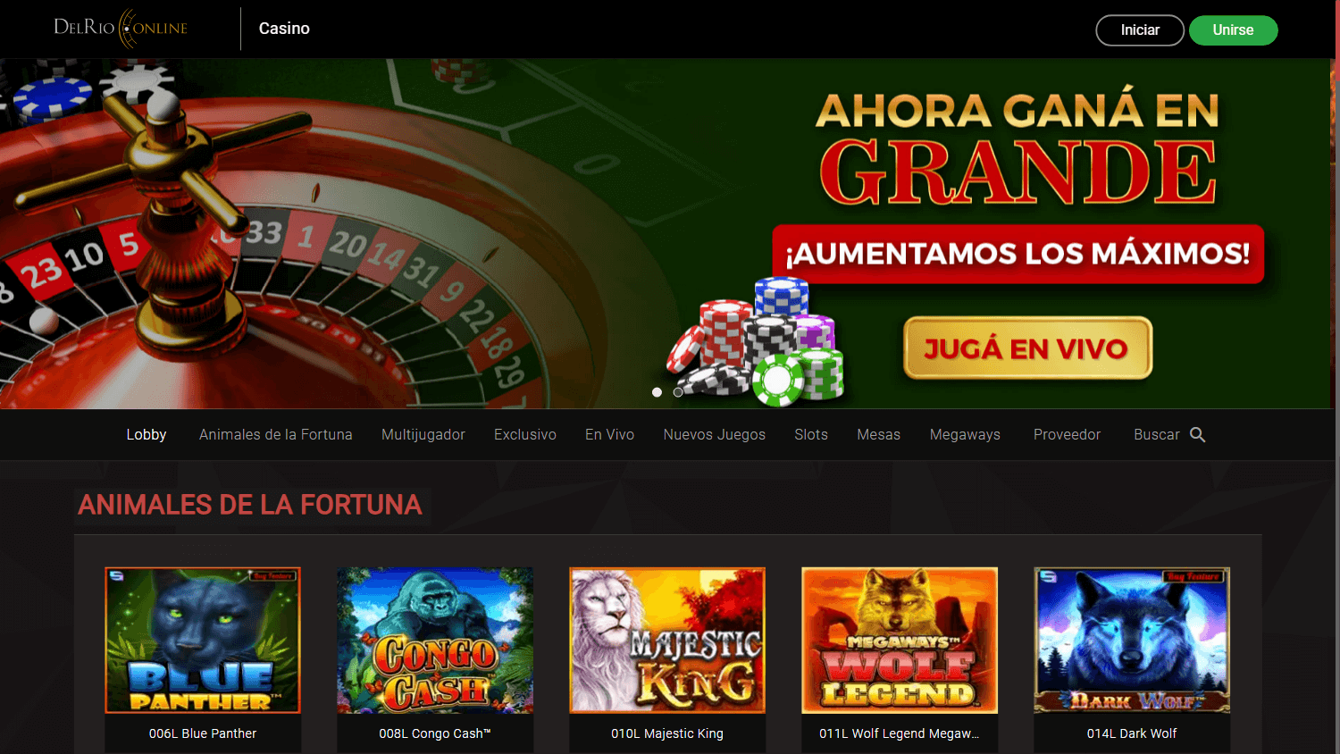 delrio_online_casino_homepage_desktop