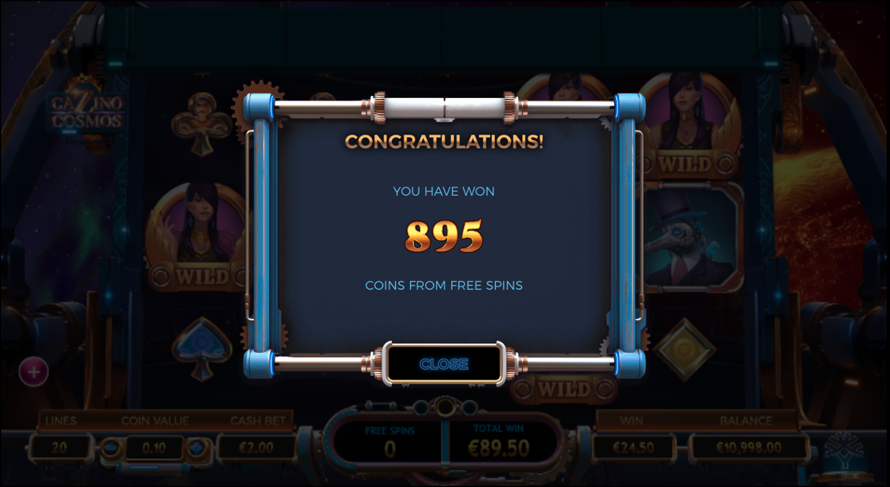 Cazino Cosmos free spins total win