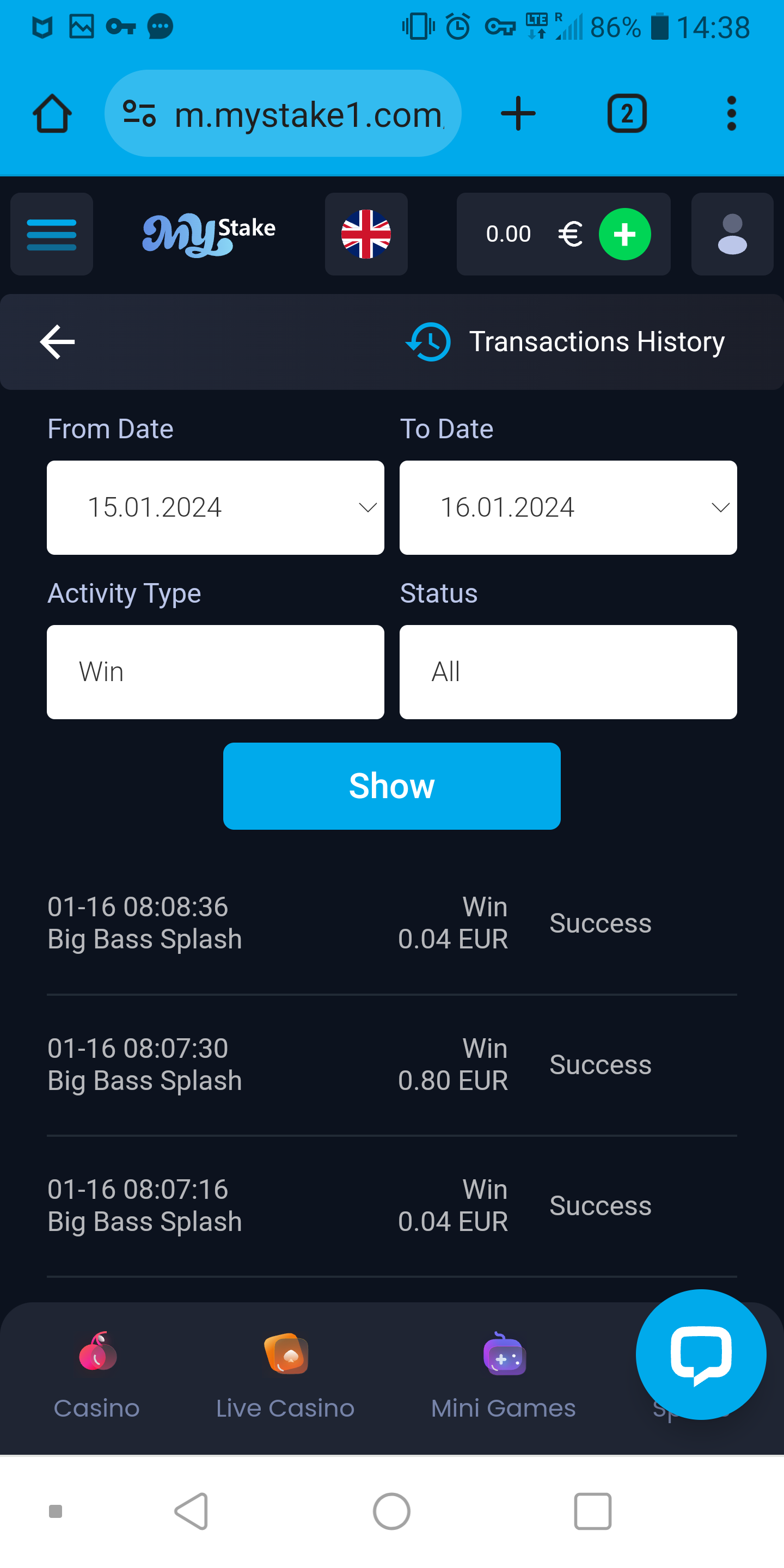 Mystake platform interface showcasing games and betting options