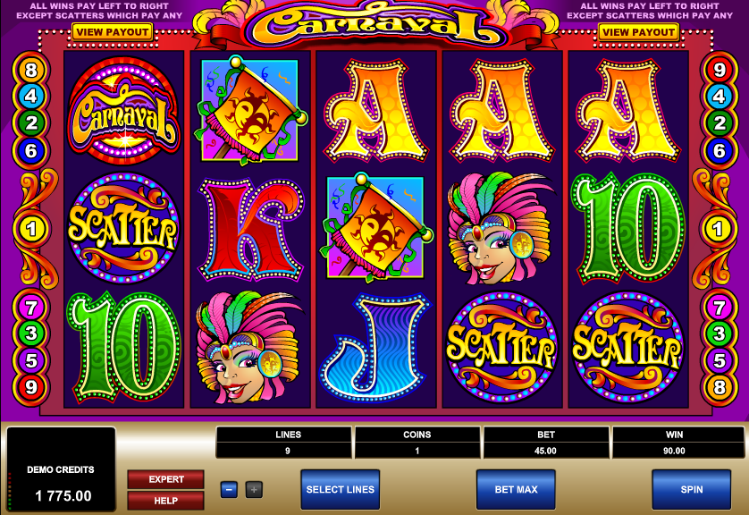 Carnaval slot 3 scatters hit