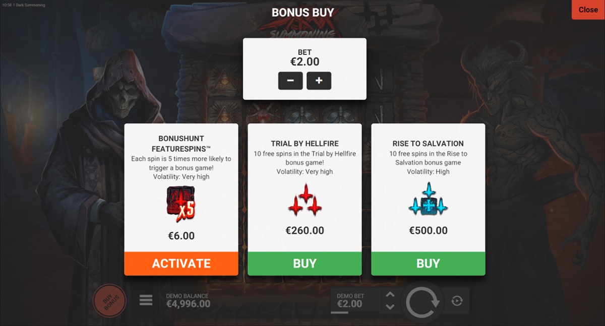 Dark Summoning slot - Bonus Buy options