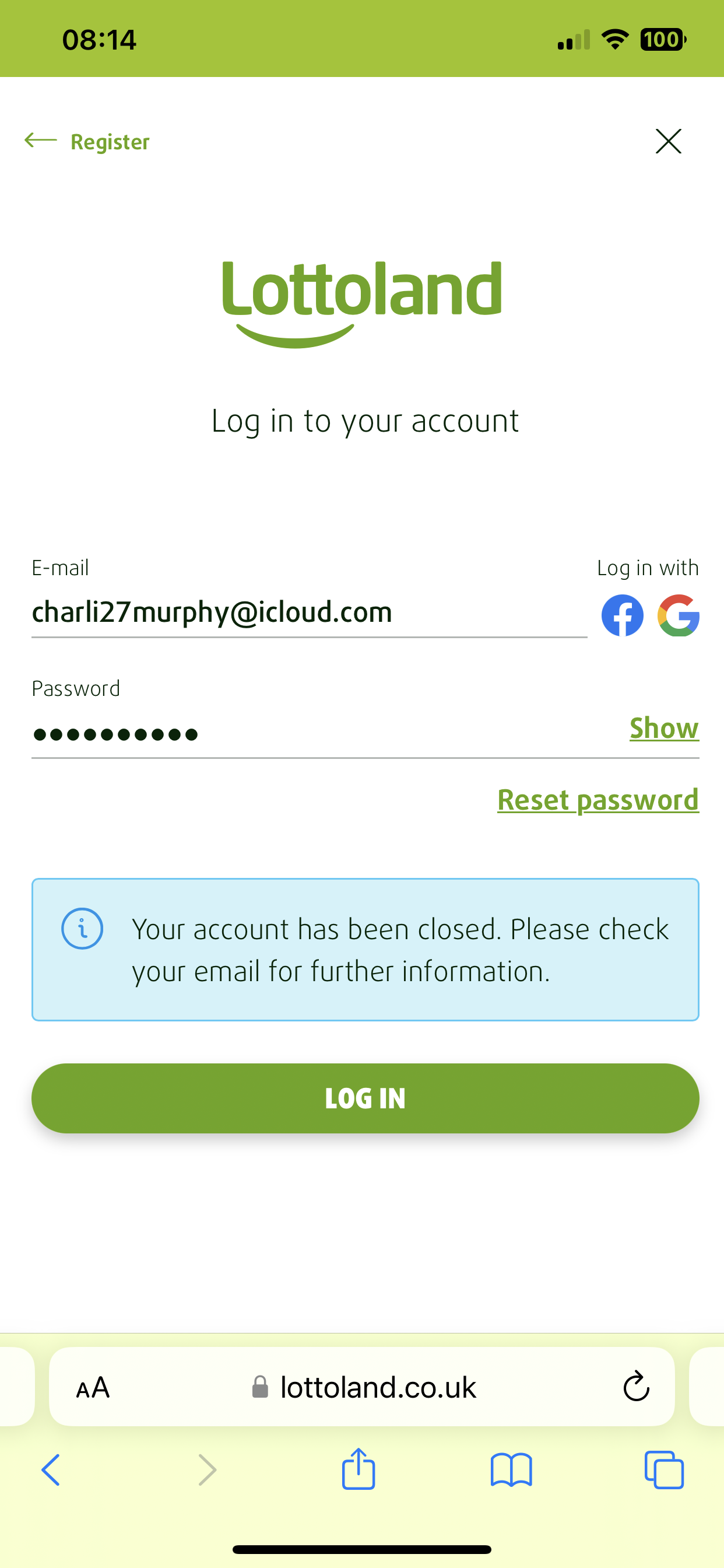 Lottoland Casino UK Player s account has been closed with a