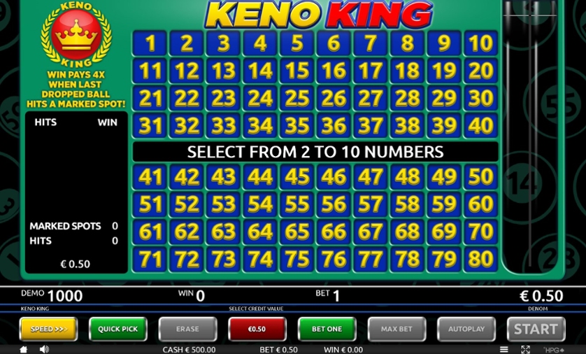 Play Free Keno King Game