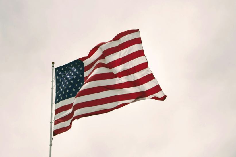 United States's national flag flapping in the wind.