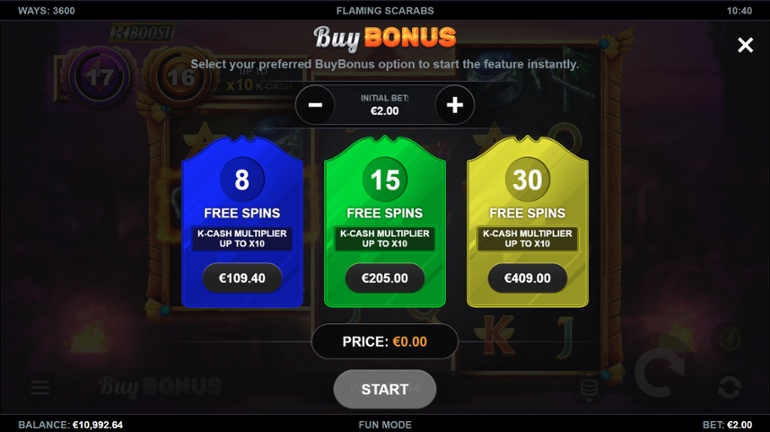 Flaming Scarabs - Buy Bonus options
