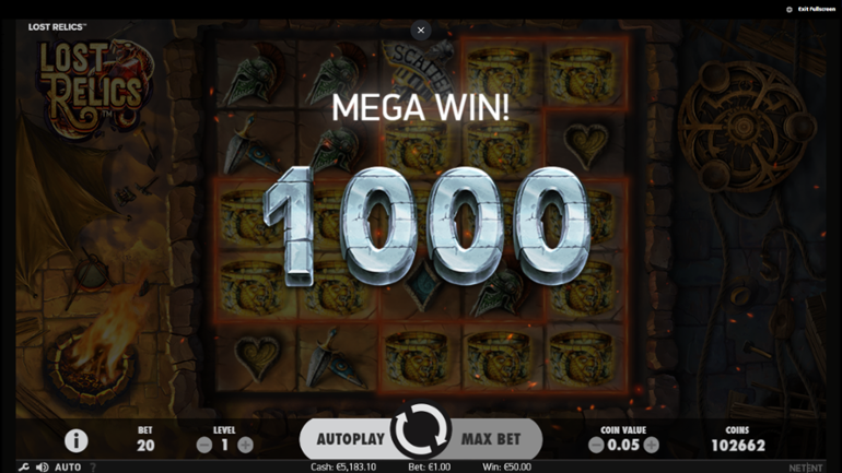 Lost Relics mega win