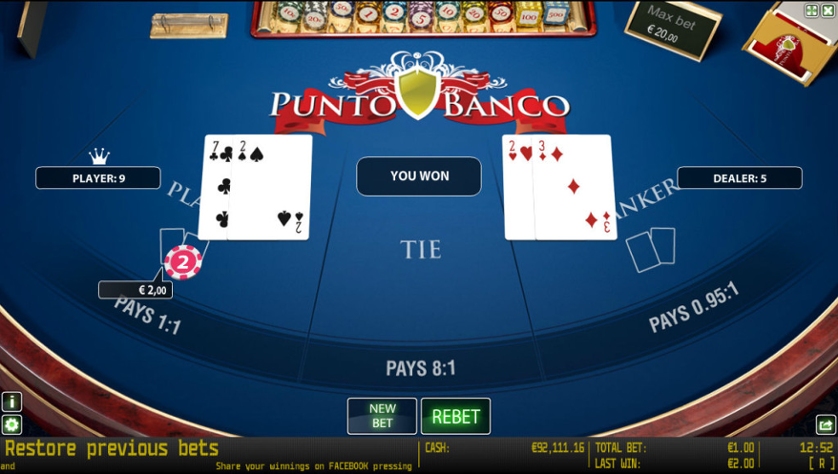 Play Punto Banco in Demo Mode for 100% Free