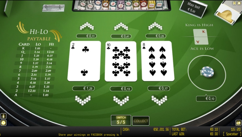 Hi-Lo Free Play in Demo Mode