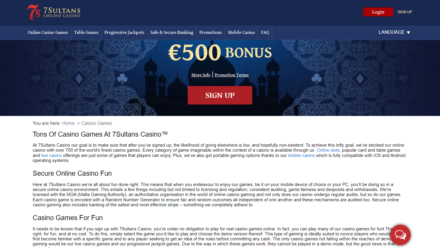 Αξιόπιστη αξιολόγηση 7 Sultans Casino από Casino Guru