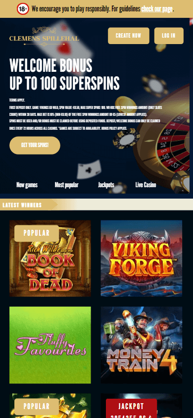 clemensspillehal_casino_homepage_mobile