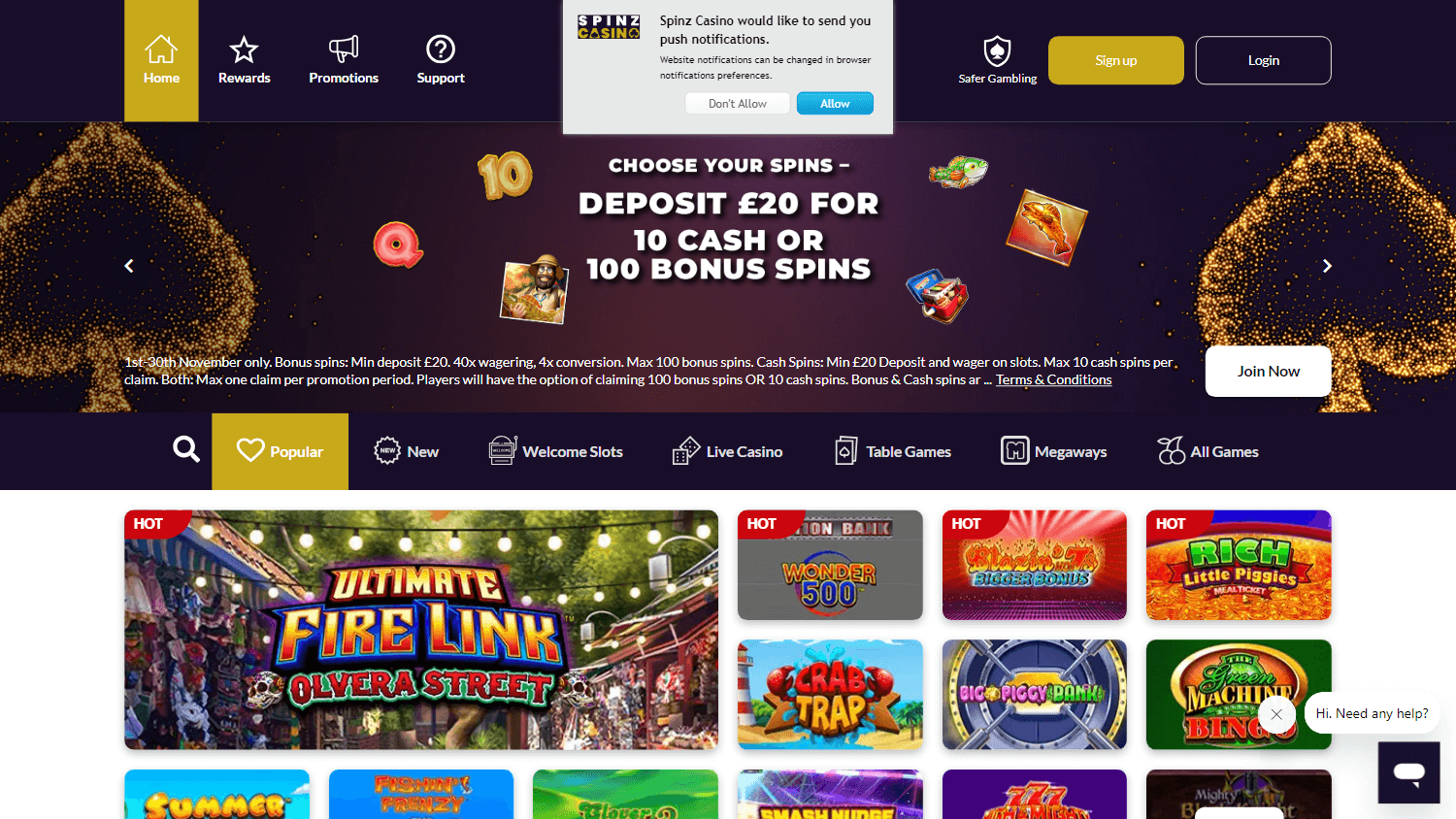 spinz_casino_homepage_desktop