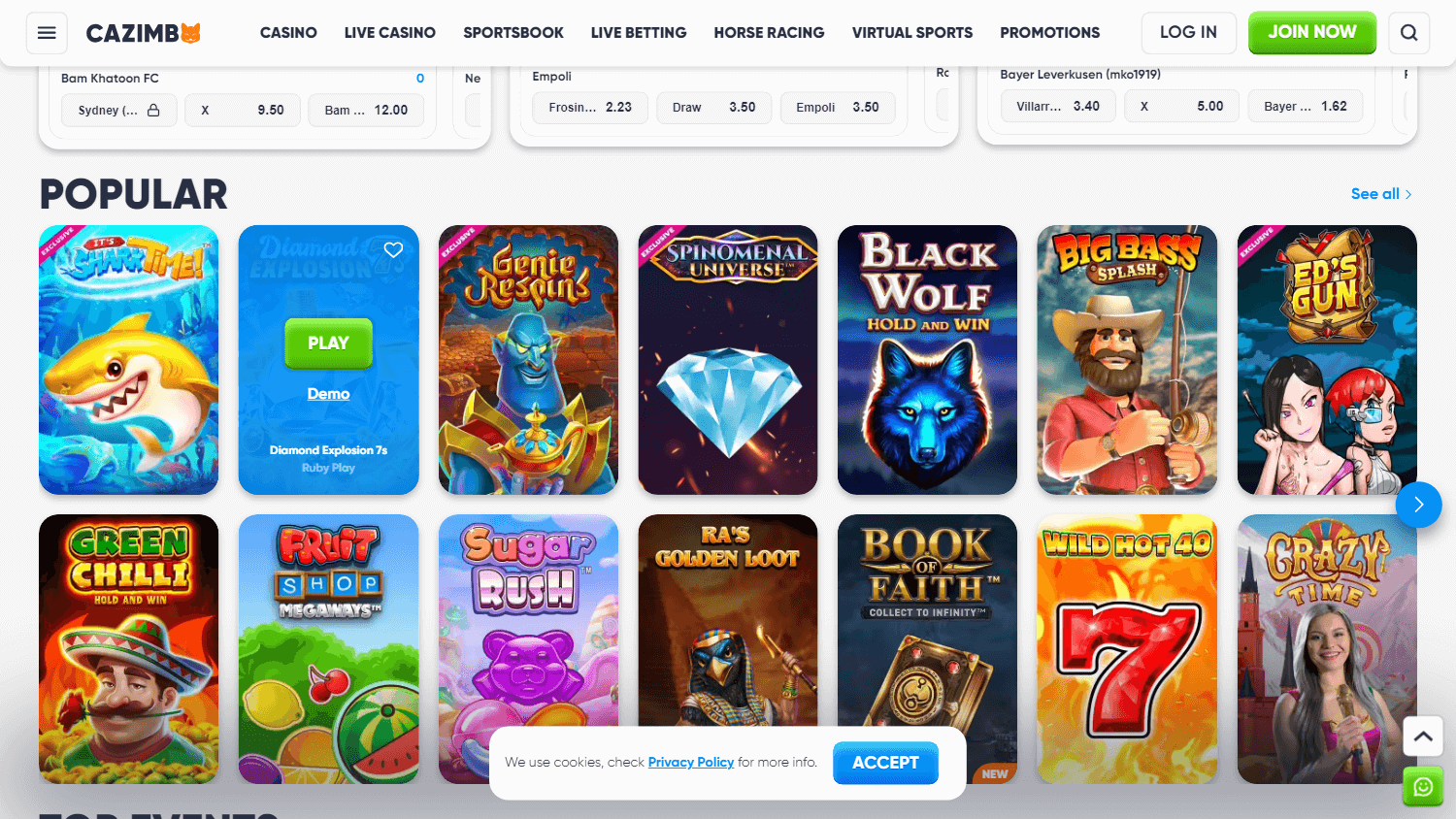 cazimbo_casino_homepage_desktop