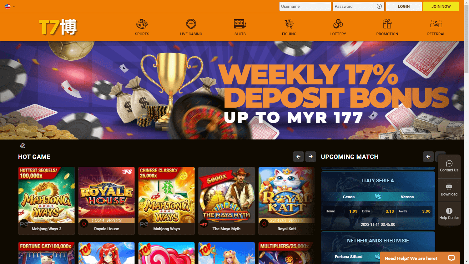 t7bet_casino_homepage_desktop