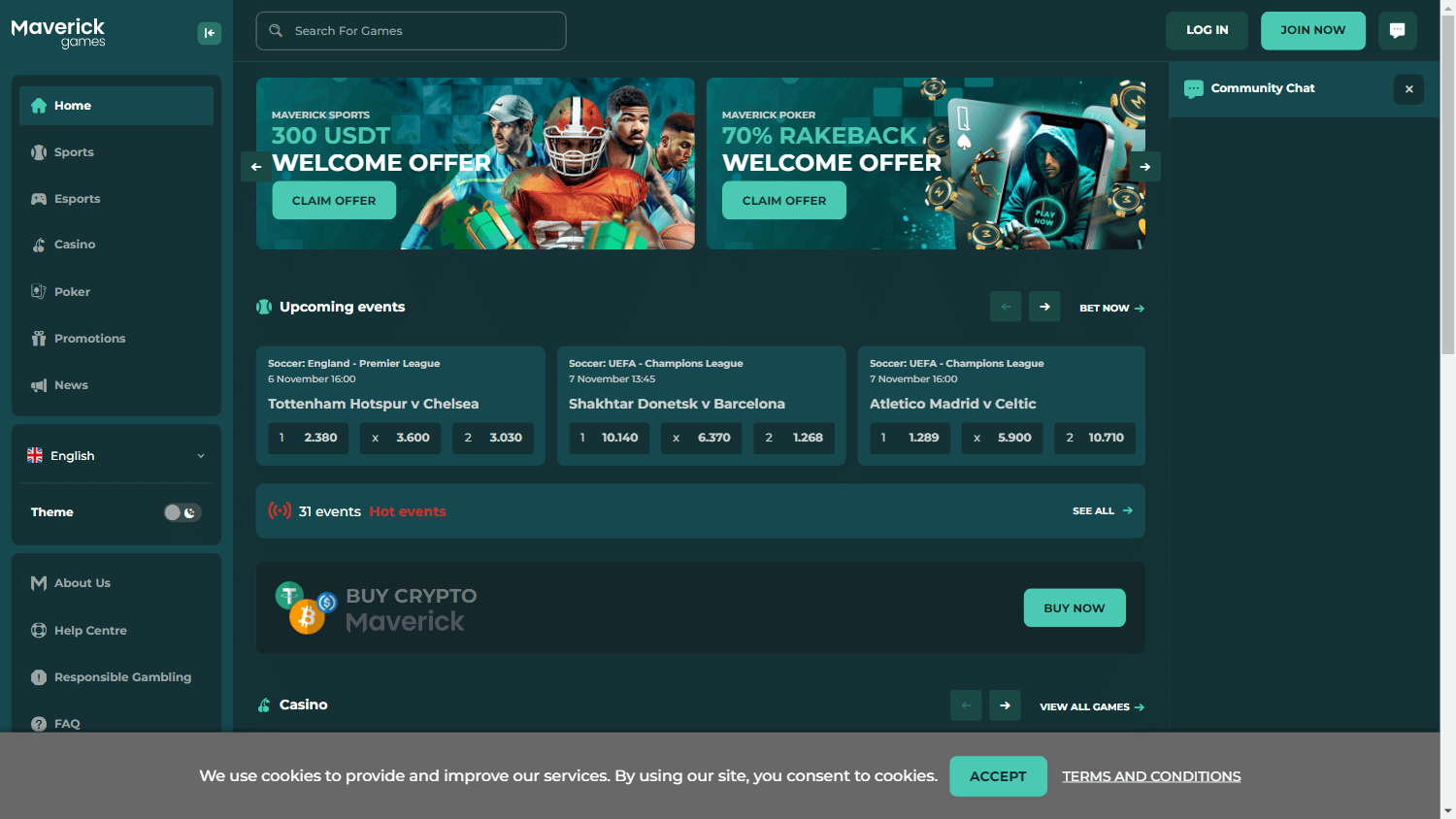 maverick_games_casino_homepage_desktop