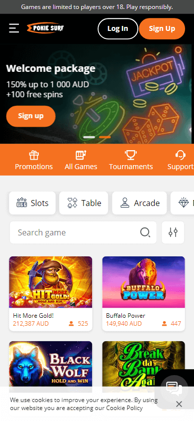 pokiesurf_casino_homepage_mobile