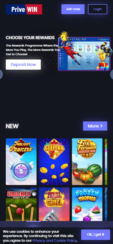 privewin_casino_homepage_mobile