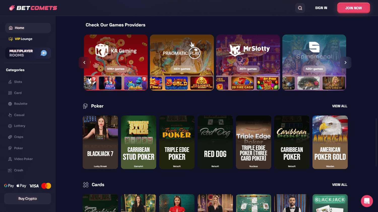 betcomets_casino_homepage_desktop