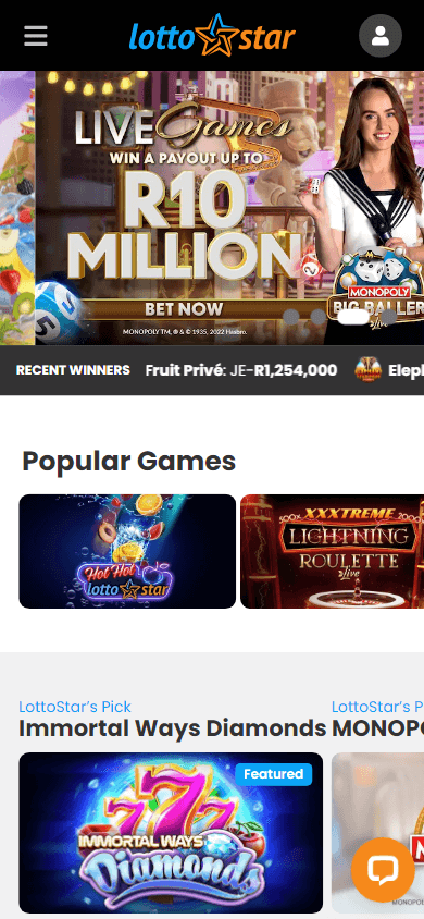 lottostar_casino_homepage_mobile